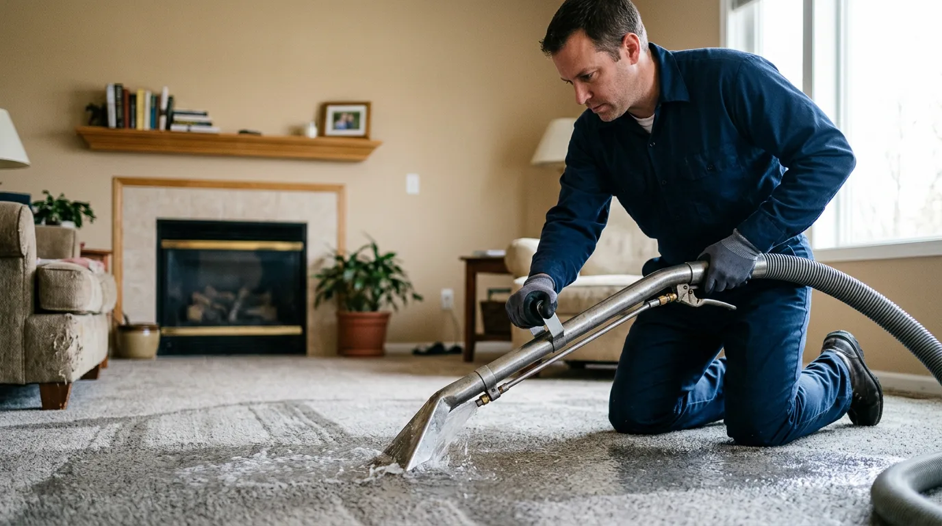 Water damage restoration technician working near Buena, WA